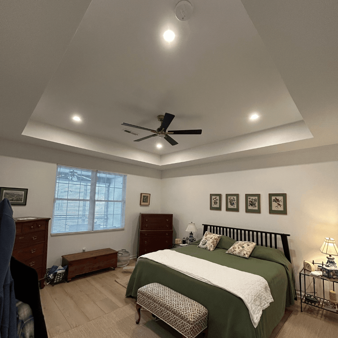 Bedroom recessed lighting & fan