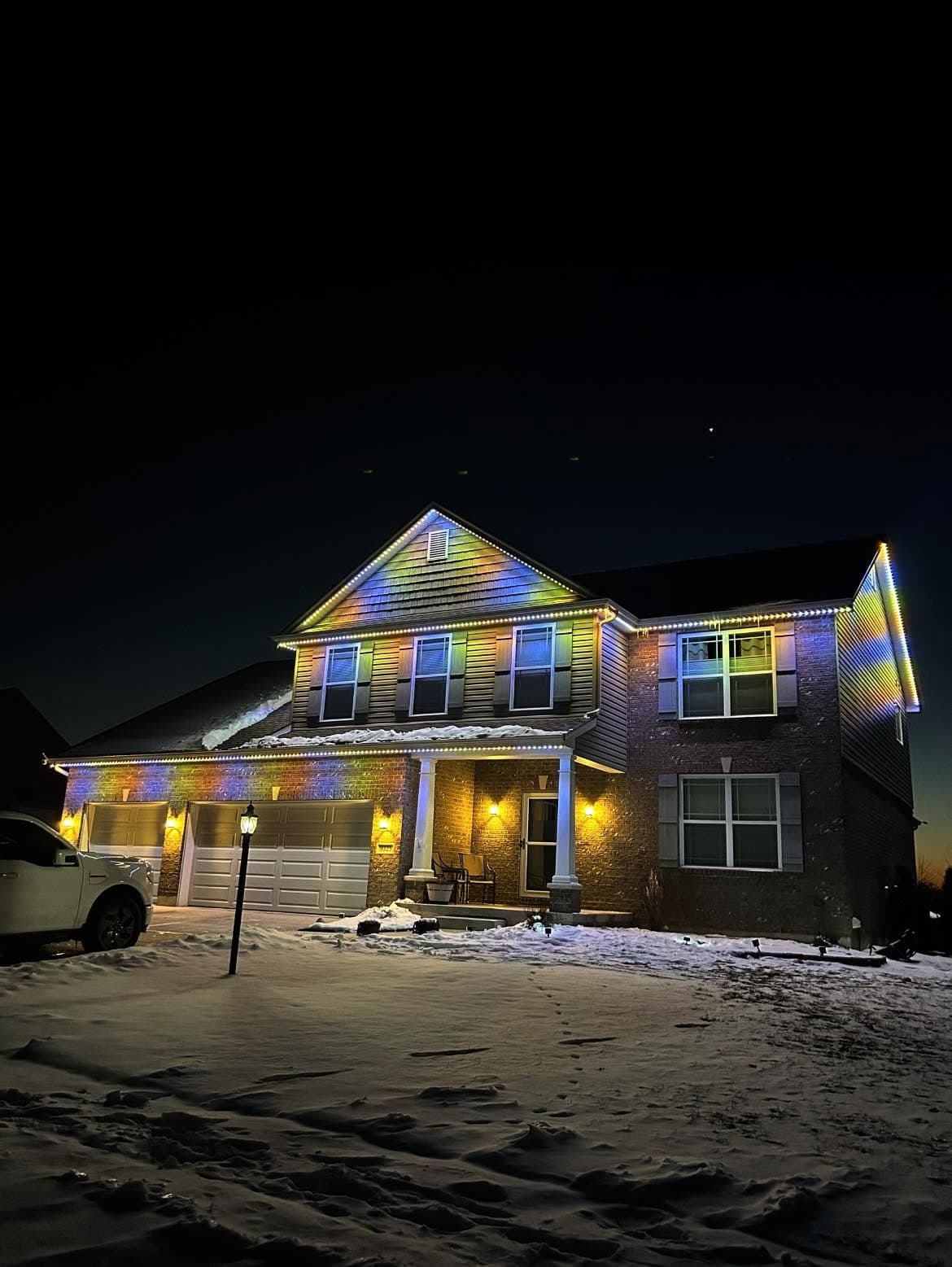Pastel holiday display, snow